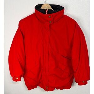 Current Seen Vintage Red Puffer Jacket Women Large Heavy Winter Coat RN 15101